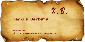 Karkus Barbara névjegykártya